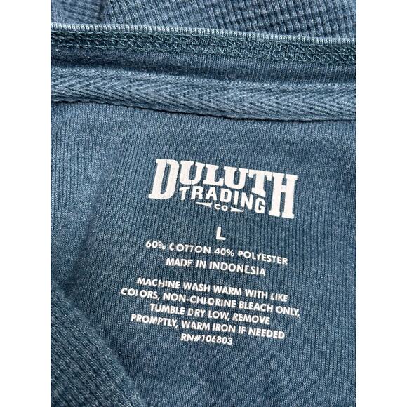 Duluth Trading Co. Burly Thermal Henley Shirt Mens Size L Trim Fit Waffle Knit - Picture 3 of 6